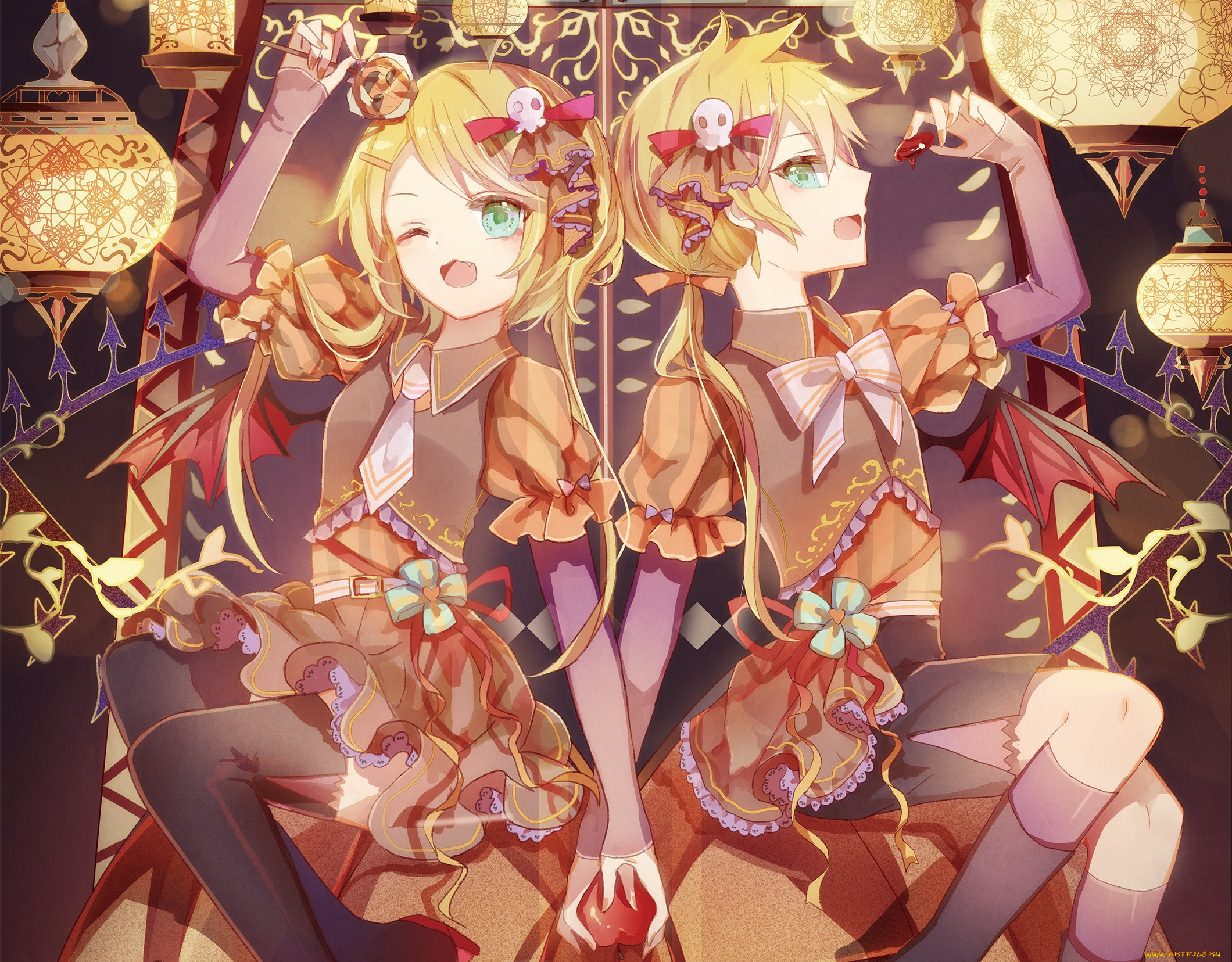 , vocaloid, kagamine, mirrors